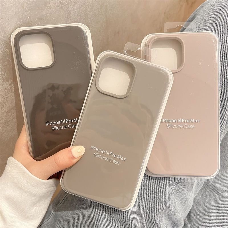 Ốp Điện Thoại Bằng Silicone Màu Trơn Cho IPhone 14 12 13 11 Pro Max X XS XR 7 8 Plus
