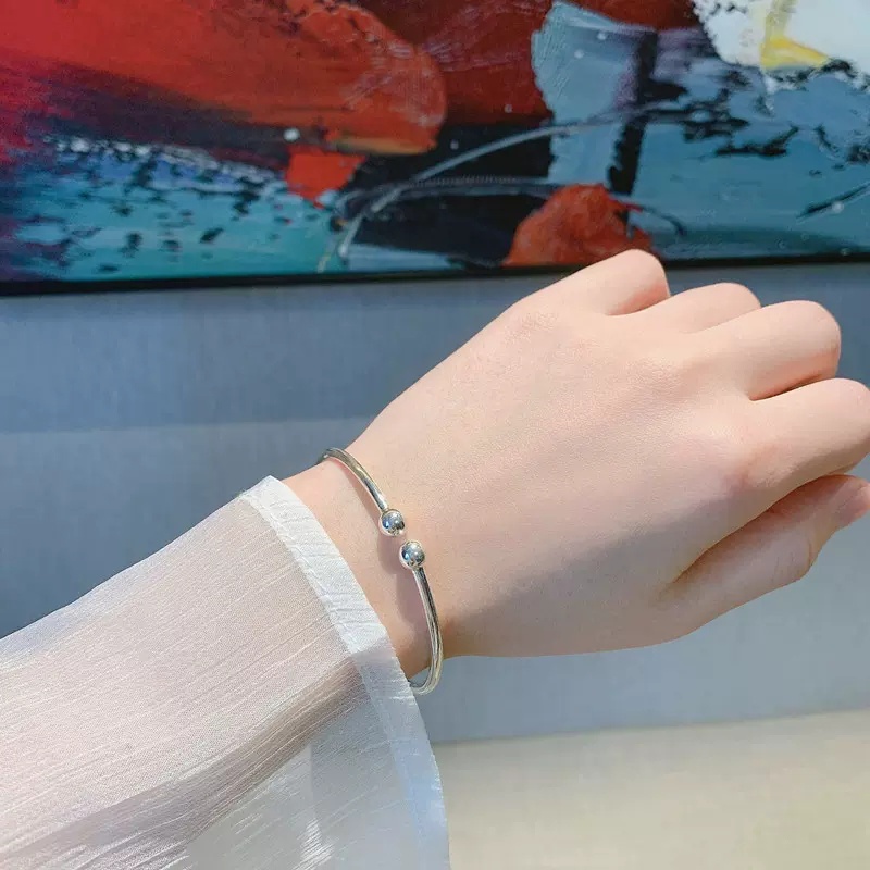 Vòng Đeo Tay Dạng Hở Bằng Kim Loại Màu Vàng / Bạc Đơn Giản Thời Trang Unisex