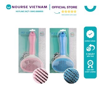 Lược chải lông chó mèo Lược gỡ rối lông cho mèo có nút bấm NourseVietnam PK14