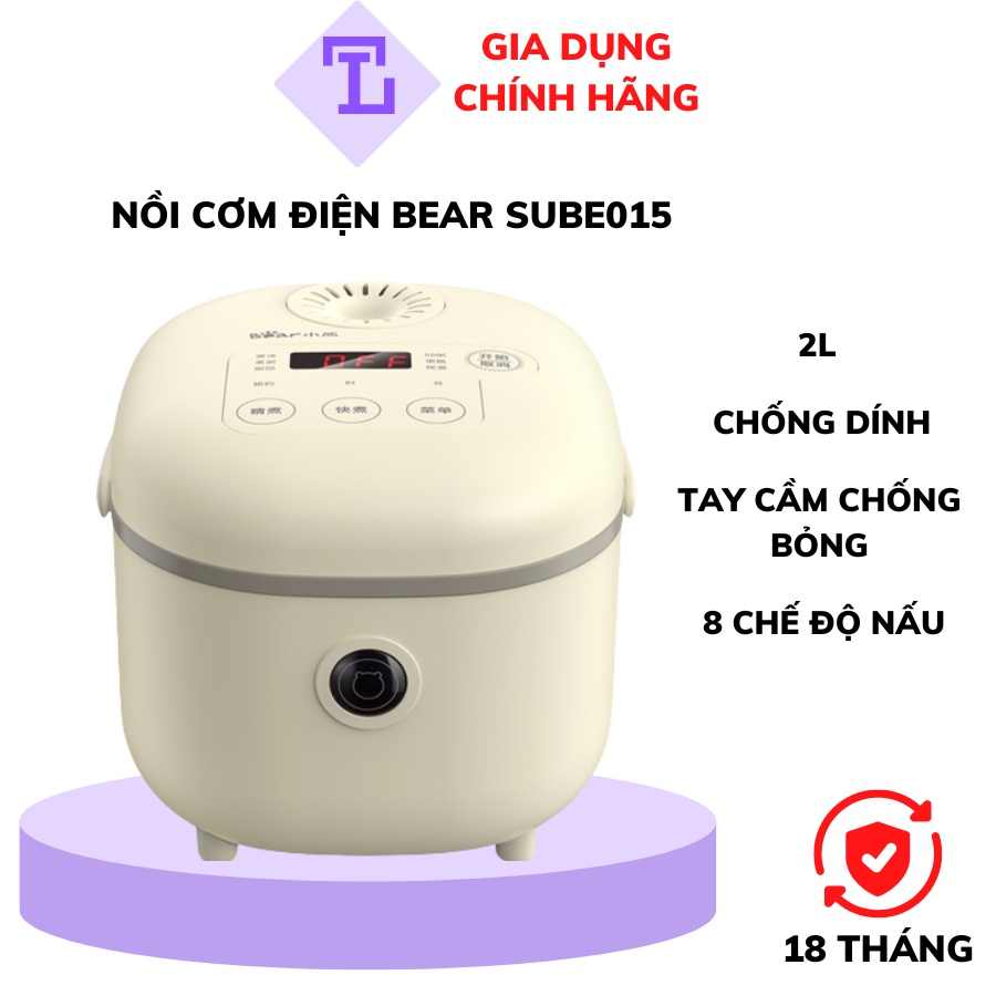Nồi cơm điện thông minh Bear 2L gồm 8 chế độ nấu lõi nồi 5 lớp chống dính giữ nhiệt