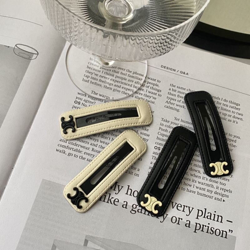 Kẹp Tóc Bằng Da Màu Trắng Đen Phong Cách Retro Thời Trang Thu Đông