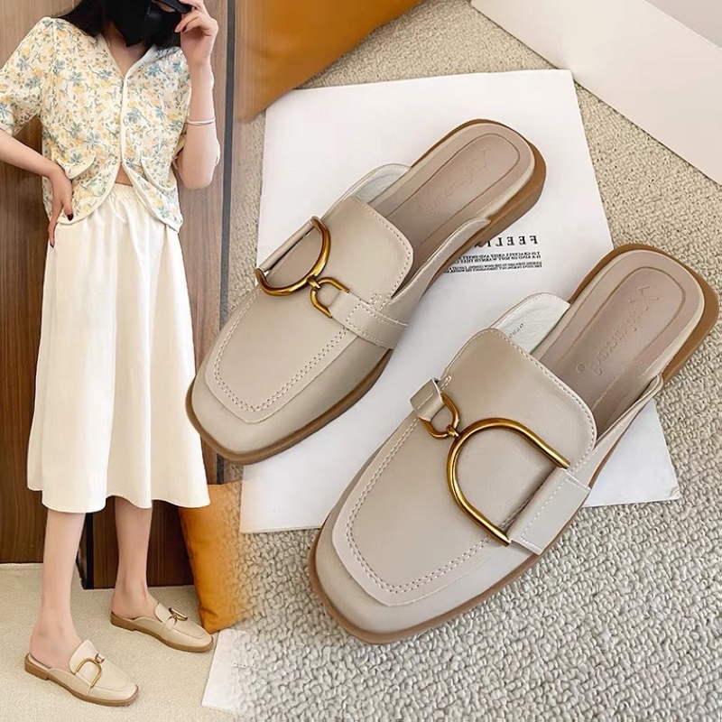 Sục hài búp bê nữ gót 2cm⚡️Andu Store⚡️ Sục da nữ QC