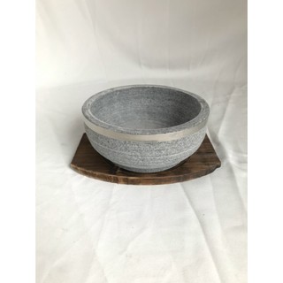 Thố đá thố đá giữ nhiệt tặng kèm đế gỗ size 20cm