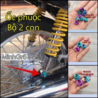 Bộ 2 ốc titan gr5 tán phuộc giảm xóc gắn wave, dream, future
