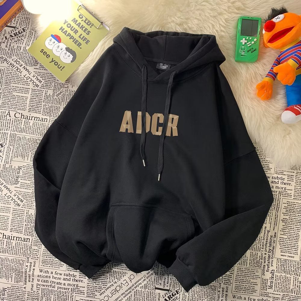 Áo Hoodie Dáng Rộng In Chữ Phong Cách Hip hop Hàn Quốc Cá Tính Cho Nam