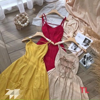 váy hở lưng gấm tacta cao cấp