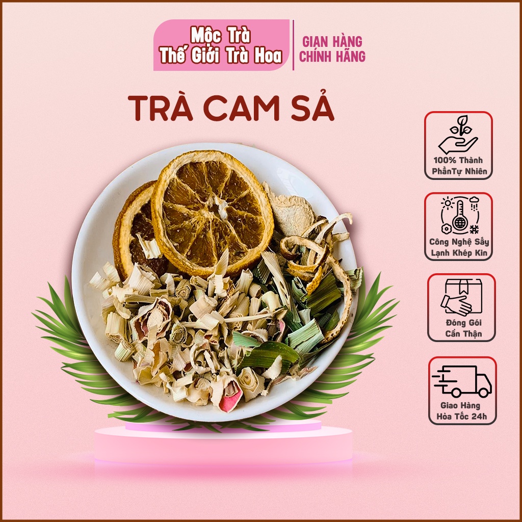 Trà cam sả, trà giảm cân thanh lọc cơ thể, cam lát, lá sả, gừng, lá dứa vỏ quýt Mộc Trà-Thế Giới Trà Hoa