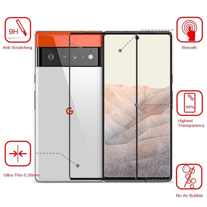 Kính Cường Lực Cong 3D Cho Google Pixel 6 7 Pro Plxel7 7Pro Google7 6A