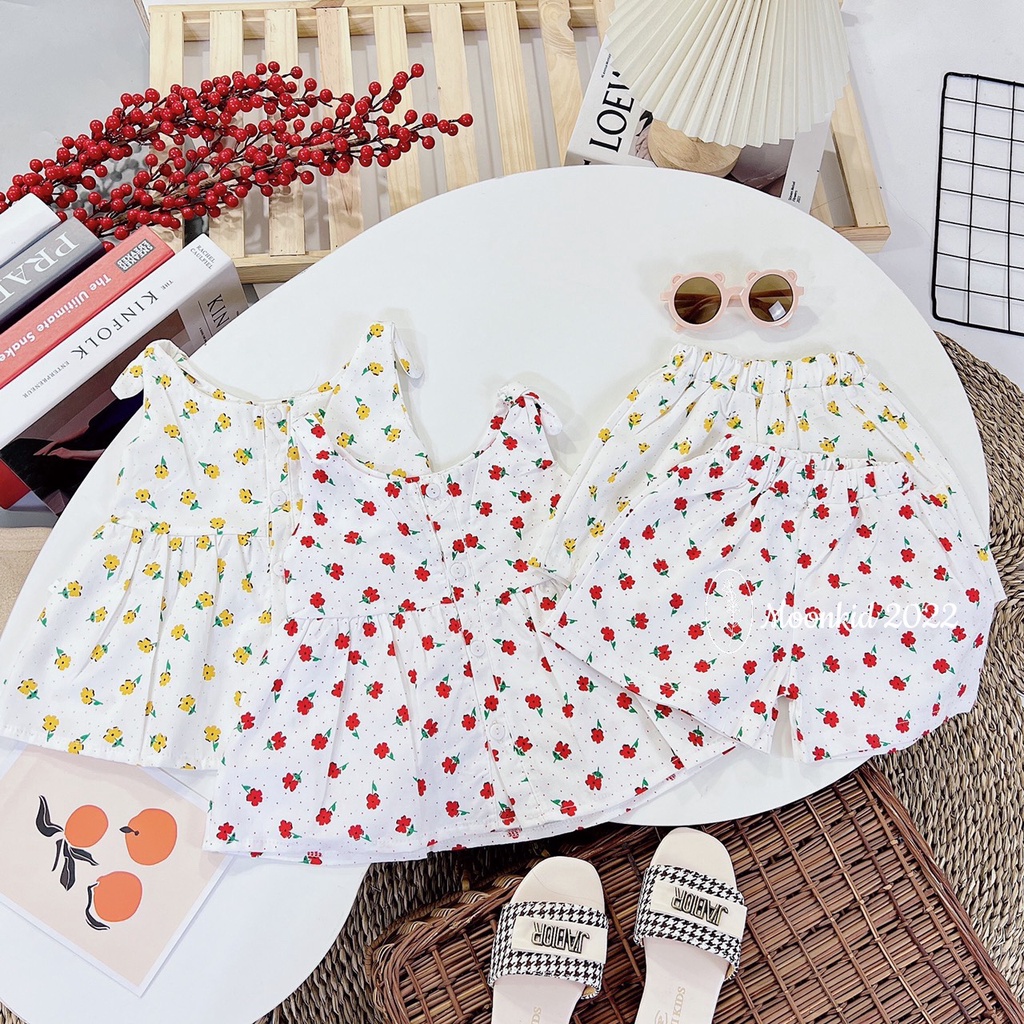 Bộ bé gái ba lỗ ống suông chất tăm gân cao cấp 8-20kg