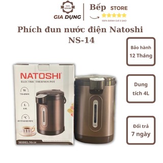 Bình thủy điện, phích đun nước điện Natoshi NS-14, dung tích 4L - Đun nước sôi nhanh chóng - Bảo hành 12 tháng