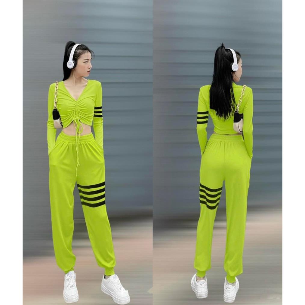 Đồ tập gym nữ,đồ tập thể thao áo dài tay rút dây quần jogger siêu xịn tập gym yoga zumba aerobic Lulushop