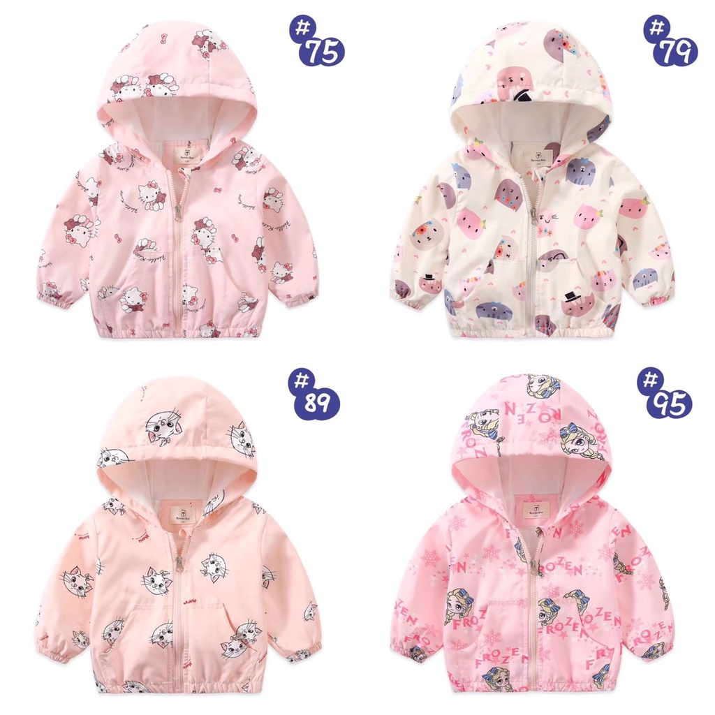 Áo khoác gió bé gái Karlomico 6-36 tháng mèo /kitty/elsa