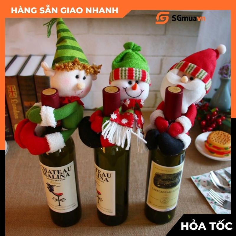Vỏ bọc chai rượu vang, trang trí tiệc Giáng sinh