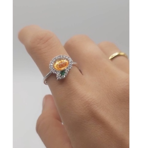 Nhẫn bạc đá Sunstone
