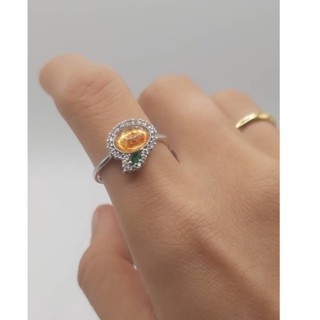 Nhẫn bạc S925 đính đá Sunstone thiên nhiên - Trang sức đá thiên nhiên 2024