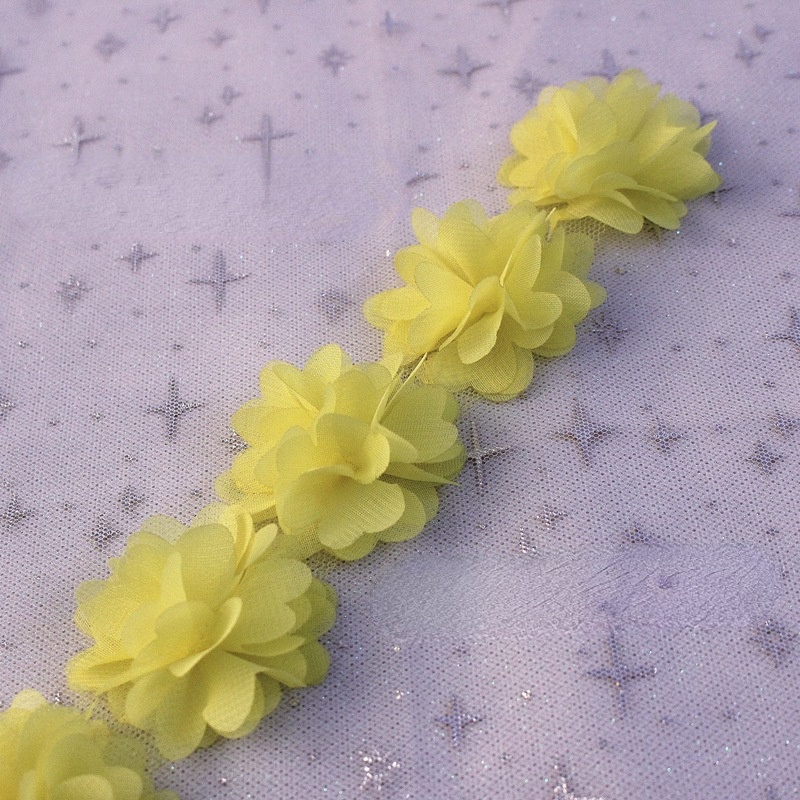 Cuộn Dây Ruy Băng Vải Voan Ren Hoa 3D Dài 10 Yards Trang Trí Váy Cưới