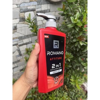 Tắn gội 2in1  Romano 650g Attitude (đỏ) mới