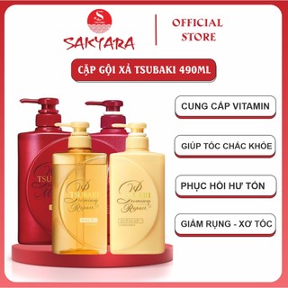 Cặp gội xả phục hồi hư tổn tóc Premium Repair Tsubaki chai 490ml ngăn rụng tóc giúp tóc mềm mượt
