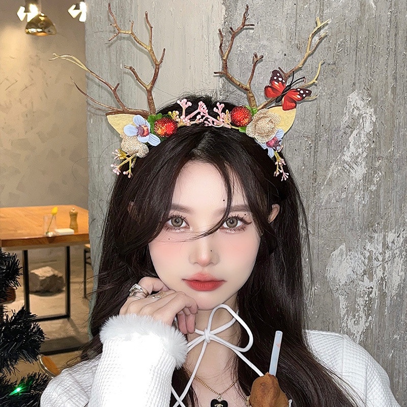 Cài noel, cài ngộ nghĩnh, cài tóc noel cho bé và người lớn siêu xinh, kẹp noel có đèn phát sáng, sừng hươu hoa lá