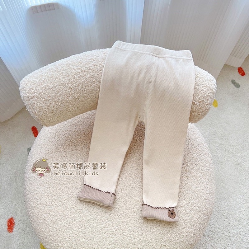Quần Legging Nhung Tăm May Gấu Co Giãn Cho Bé