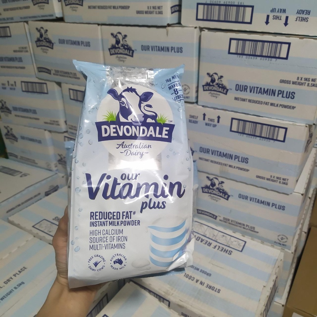 Sữa tươi dạng bột nguyên kem devondale vitamin plus 1kg thêm 14 loại vitamin a2 cho bé phát triển toàn diện Healthy care