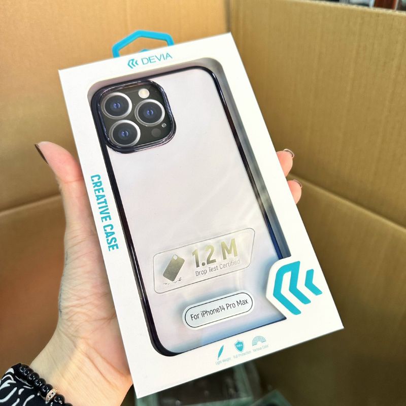 màu Tím [ Ốp Devia ] lưng trong viền màu iPhone 14 pro max , 14 pro , 14 plus , 14 bảo vệ máy