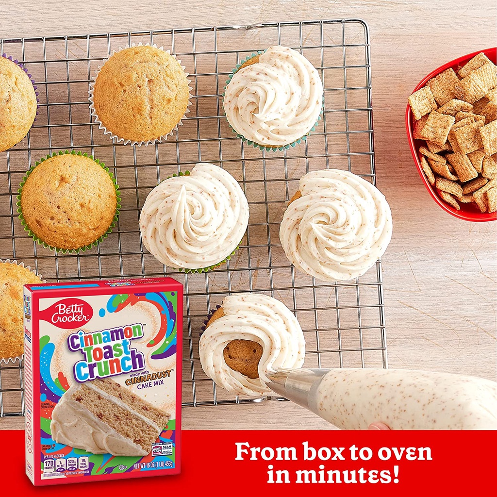 Bột Làm Bánh Pha Sẵn Betty Crocker Cinnamon Toast Crunch Cake Mix, 16 oz Box, Hộp 453g