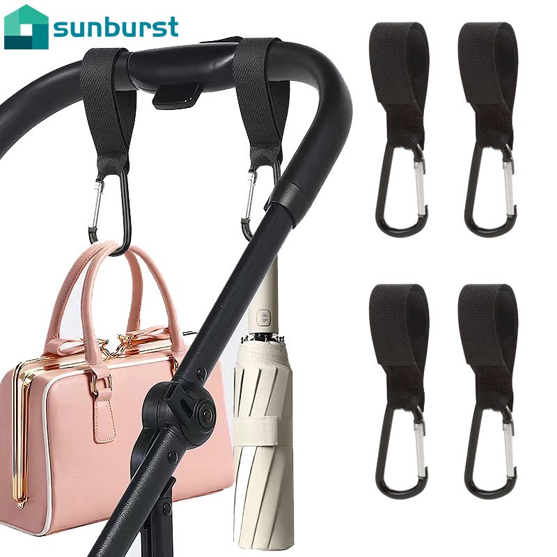 Móc Treo Đồ Bằng Nhôm Màu Đen Chịu Tải Lớn Đa Năng Cho Xe Đẩy Em Bé