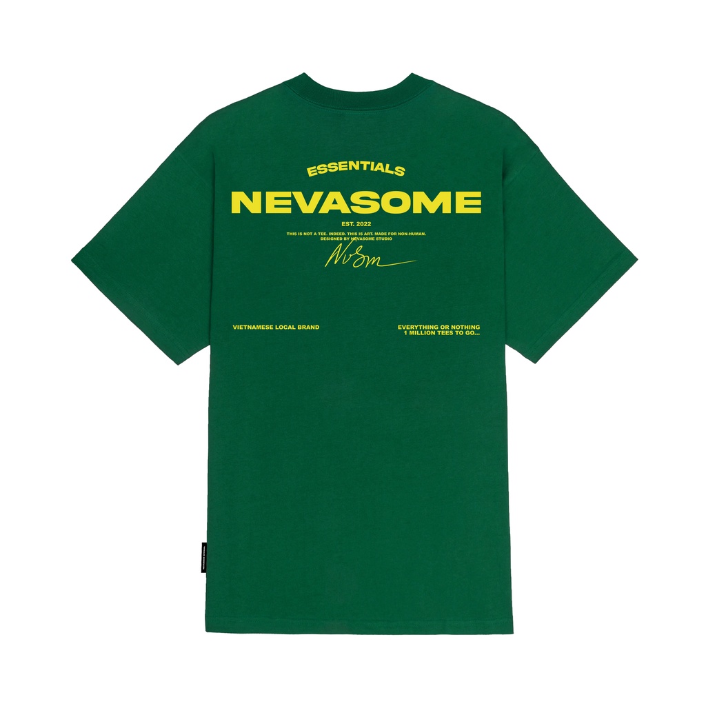 Áo Thun Oversize Local Brand NEVASOME Signature v2 Xanh Rêu Cotton Tay Lỡ Form Rộng Nam Nữ