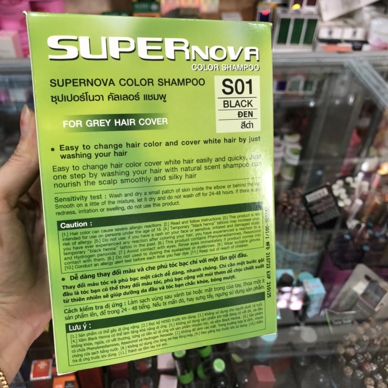 Hộp 12 gói dầu Gội nhuộm màu tóc Super Nova Đen ( S01 )