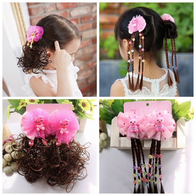Set 2 kẹp tóc giả thắt bím xinh xắn đáng yêu cho bé