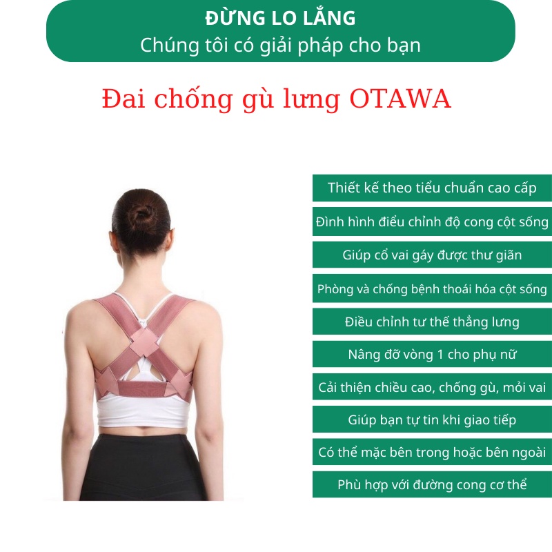 Đai chống gù lưng nam nữ chính hãng thông minh OTAWA giúp bảo vệ vòng 1 DC02