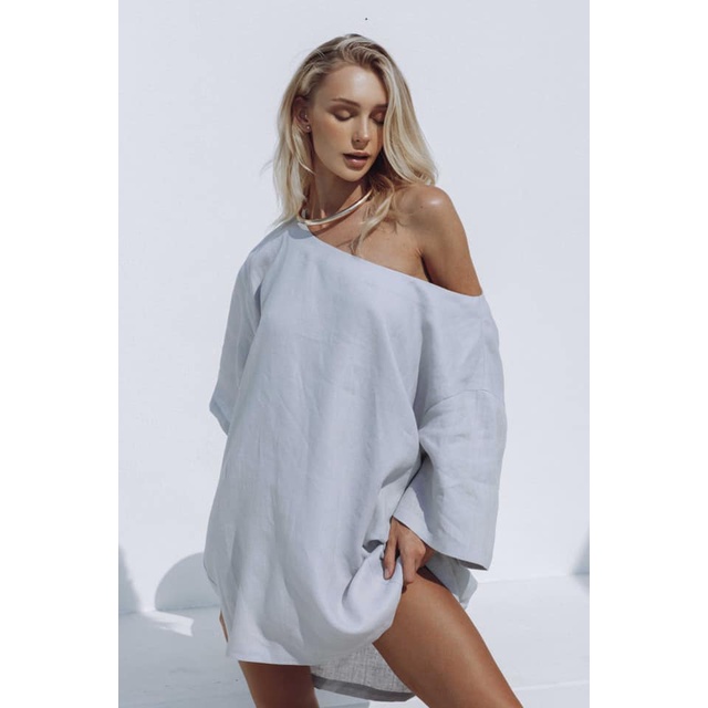 Vải linen tưng premium màu xám khói  hàng khúc TK12