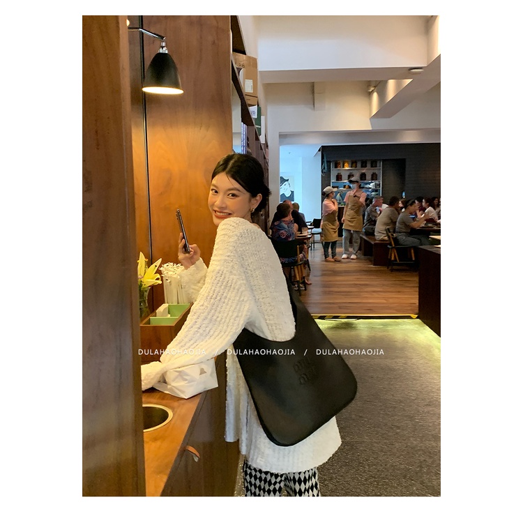 QKOOLE  Áo Dệt Kim Tay Dài Dáng Rộng Thời Trang Hàn Quốc Cho Nữ