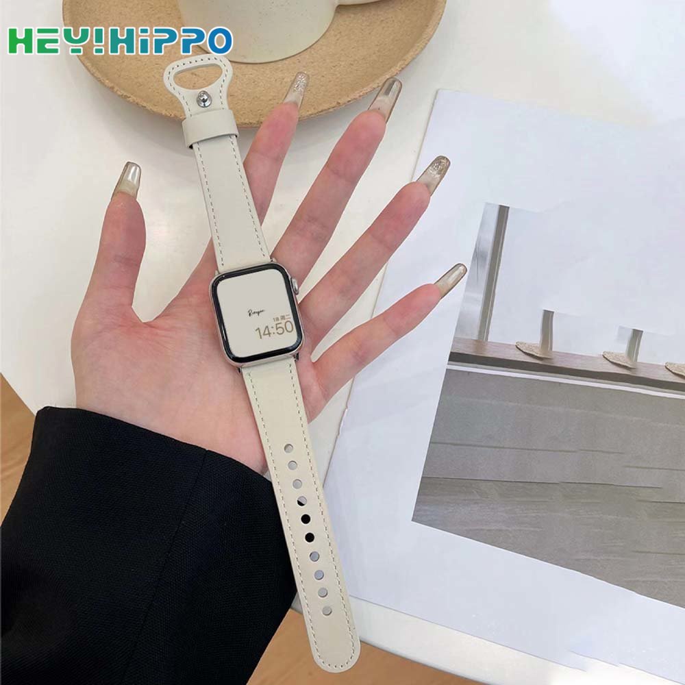Dây Đeo Bằng Da Kiểu Núm Vú Giả Cho Đồng Hồ Thông Minh Series 8 / 7 / 6 / 5 / SE / 4 iwatch 45 / 44 / 42 / 41 / 40 / 38mm
