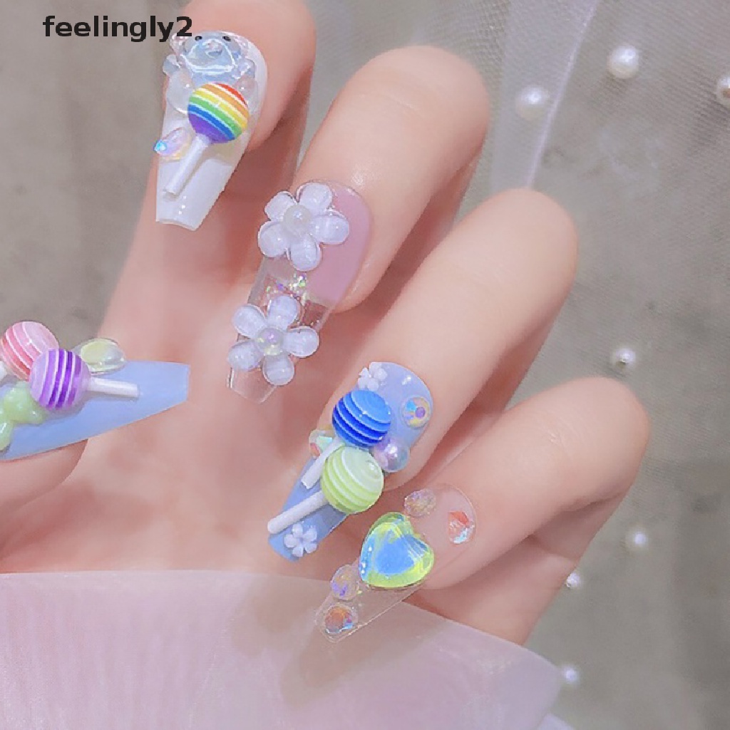 Set 5 Hạt Nhựa 3D Hình Kẹo Mút Dễ Thương Trang Trí Móng Nghệ Thuật