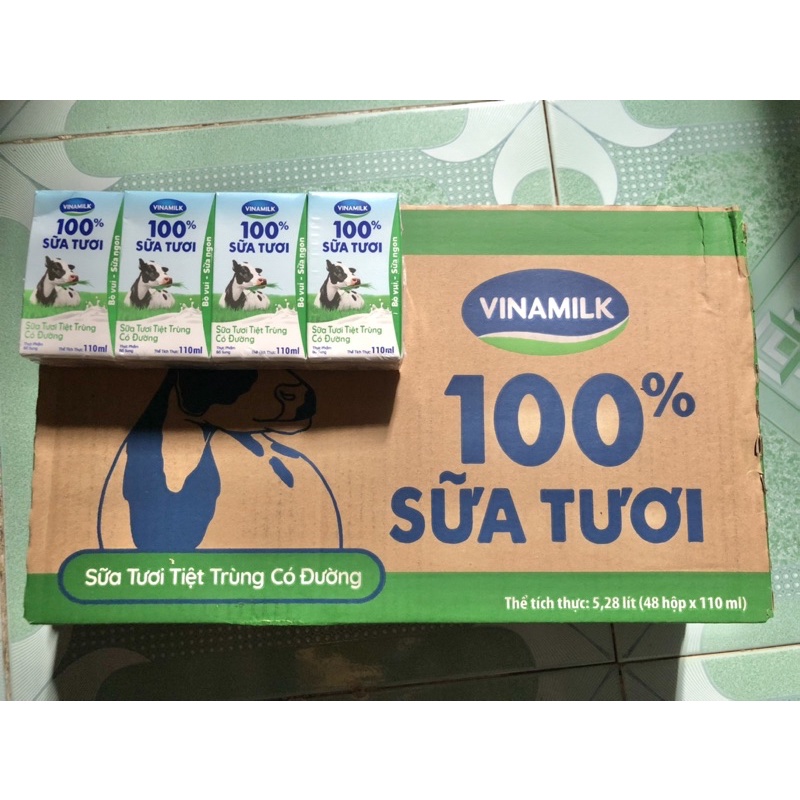 thùng sữa tươi vinamilk 100% tiệt trùng 48 hộpx110ml