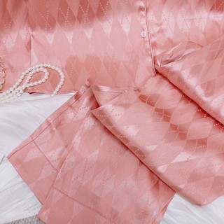 Bộ pijama lụa vân Sam luxury, bộ mặc nhà lụa dài tay cao cấp