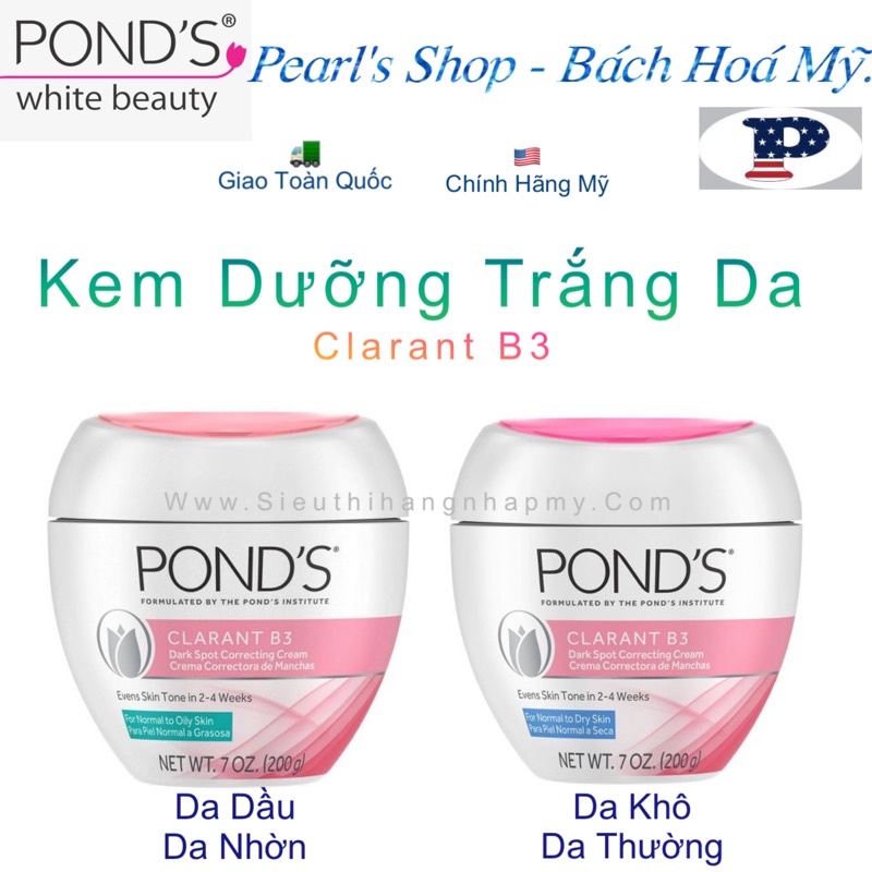 Kem dưỡng trắng da PONDS Clarant  B3 Dark Spot 200gr.