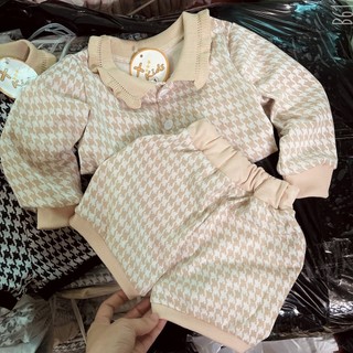 Set len dạ ziczac bé gái