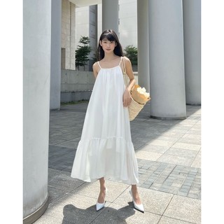 Ria de leidi - đầm maxi dáng xoè cổ yếm bện tiểu thư, lãng mạn | landy dress