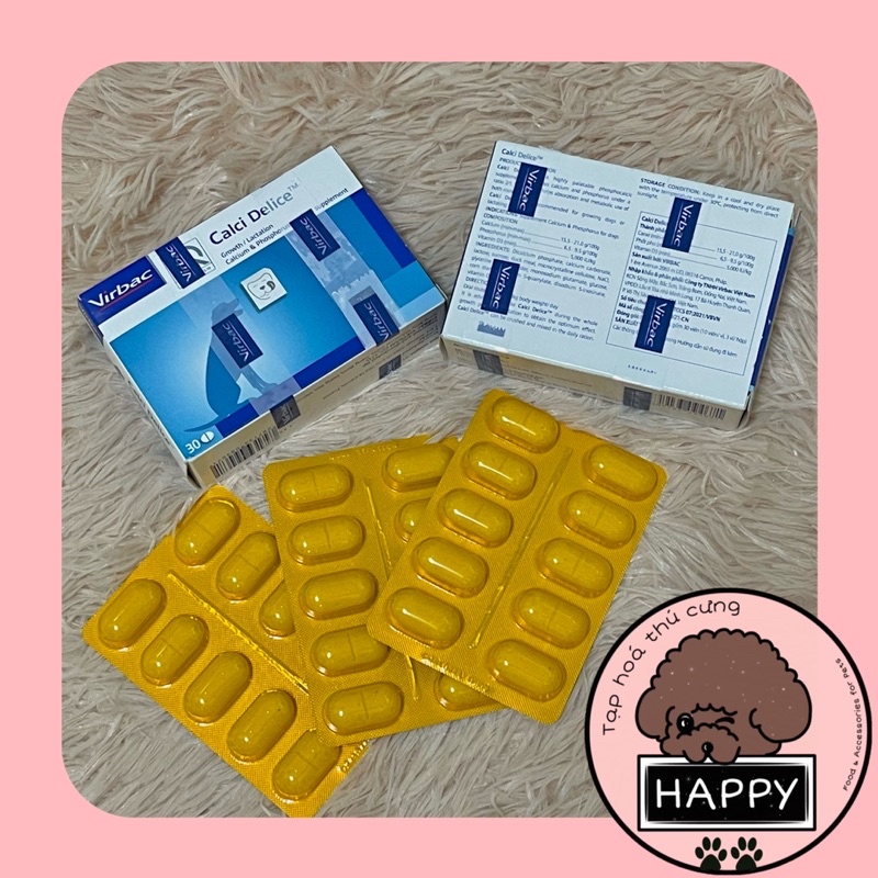 HOẢ TỐC |  Viên bổ sung canxi Virbac Pháp chó mèo / Calci Delice cung cấp calcicum phospho vitamin D3 thú cưng