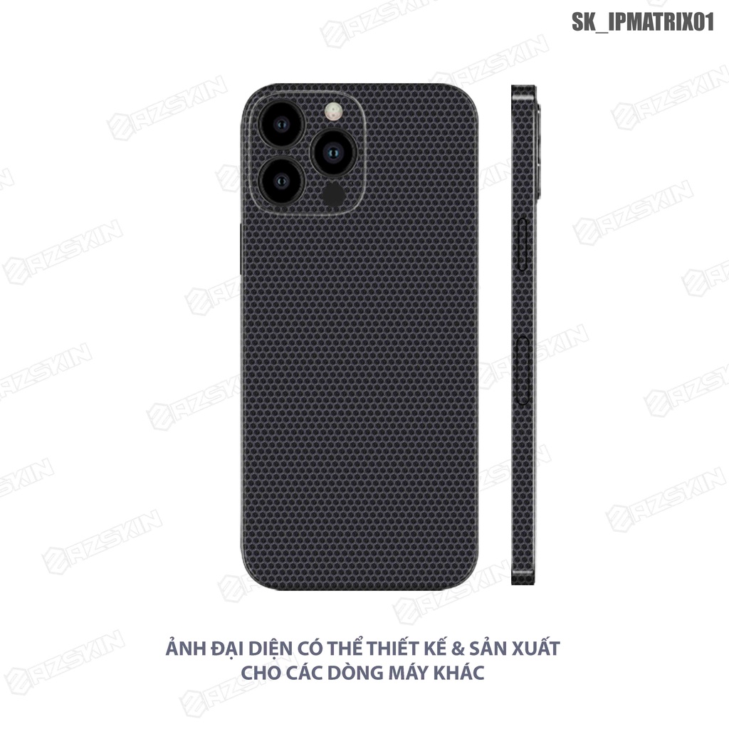 Miếng Dán Skin 3M Matrix Black Lưng Viền Dành IPhone 7/14 Pro Max |SK_IPMATRIX01| Dán Full Lưng Viền Máy, Khuôn Cắt CNC