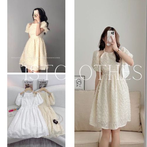 Váy tay bồng dáng xòe 2 màu đi tiệc chụp kỉ yếu đám cưới 1STCLOTHES