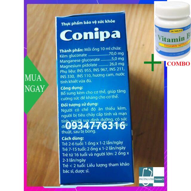 Combo Vitamin B1 chai 100 viên+ Siro Bổ sung Kẽm Conipa của TW1