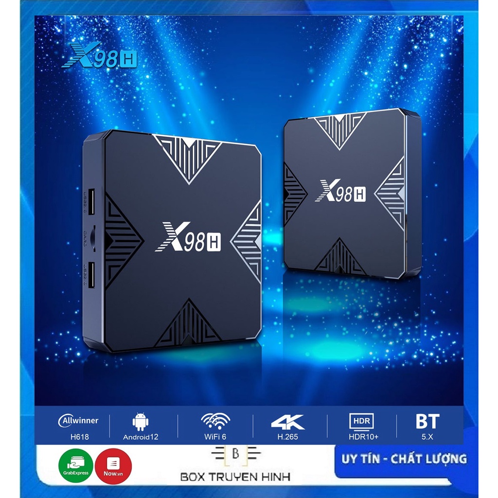 Android Box X98H, Android TV 12, Allwinner H618, Ram 4GB, Rom 32GB, Wifi 6 2.4Ghz/5Ghz, Bluetooth 5.0, Lan 100Mb