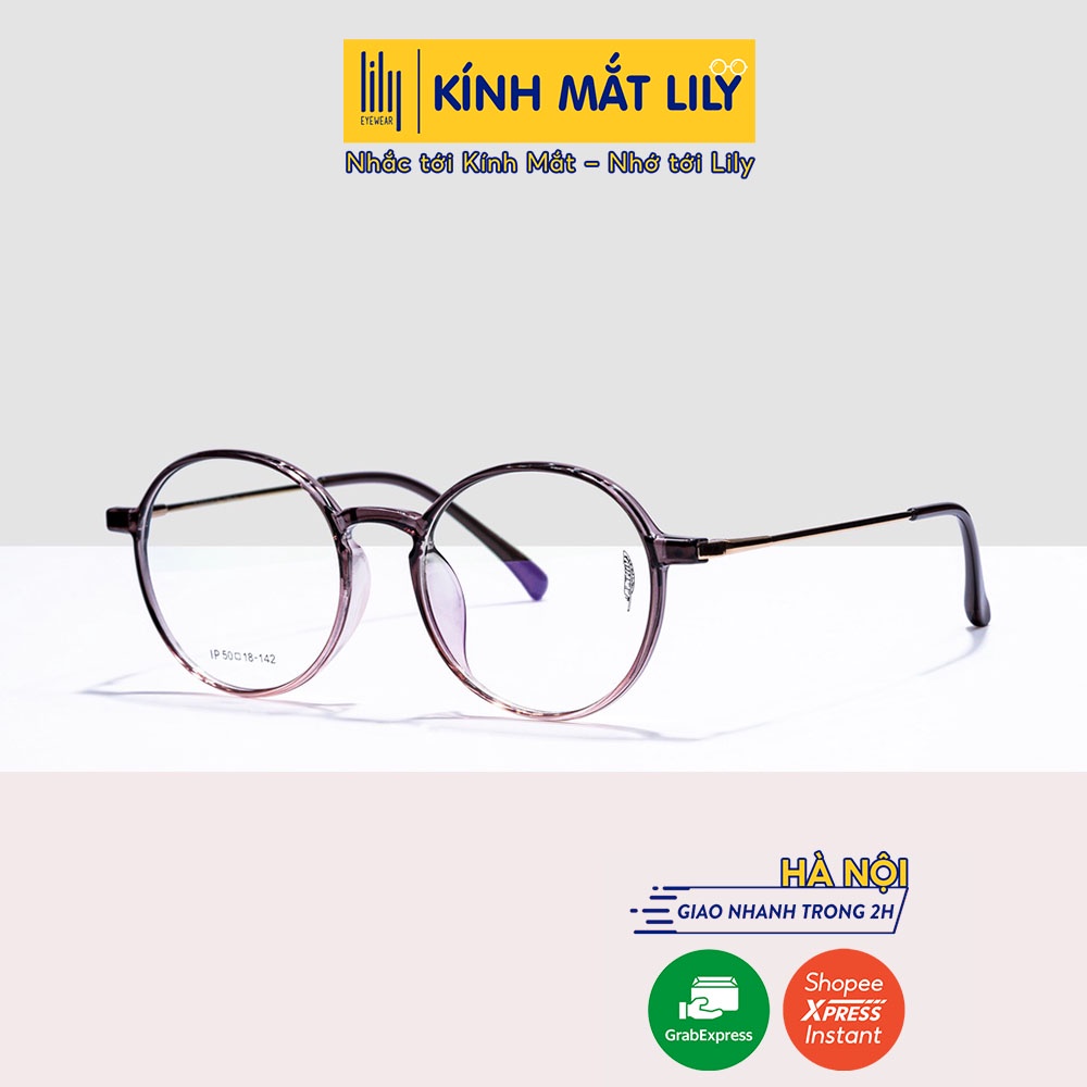 Gọng kính tròn Nobita nam nữ LILYEYEWEAR chất liệu nhựa thanh mảnh màu sắc thời trang M8010