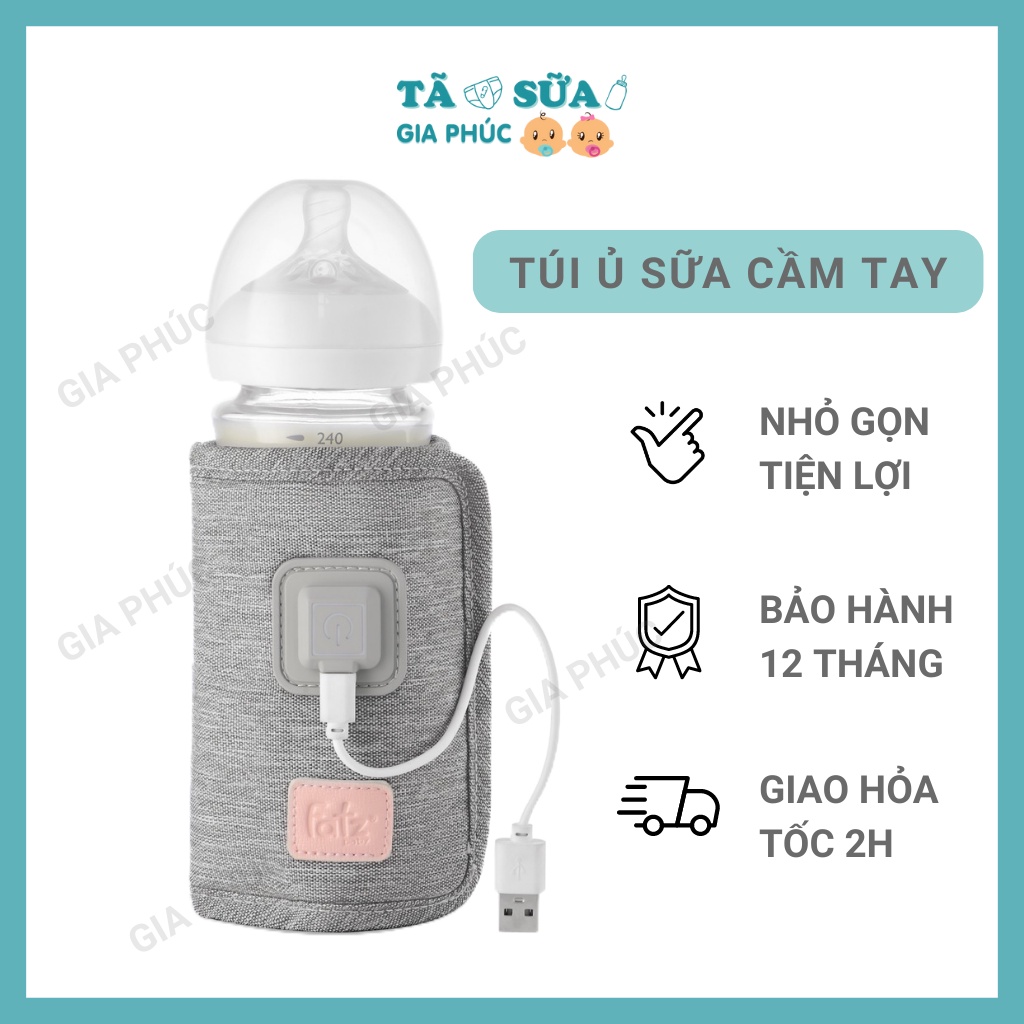 Túi hâm sữa, ủ bình sữa cầm tay, túi hâm sữa di động Fatzbaby ổ cắm USB tiện lợi bảo hành 12 tháng-Sữa tã Gia Phúc