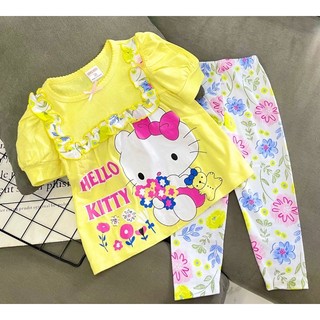 Đồ bộ dài tay bé gái thun cotton xuất-bộ tay dài quần dài bé gái