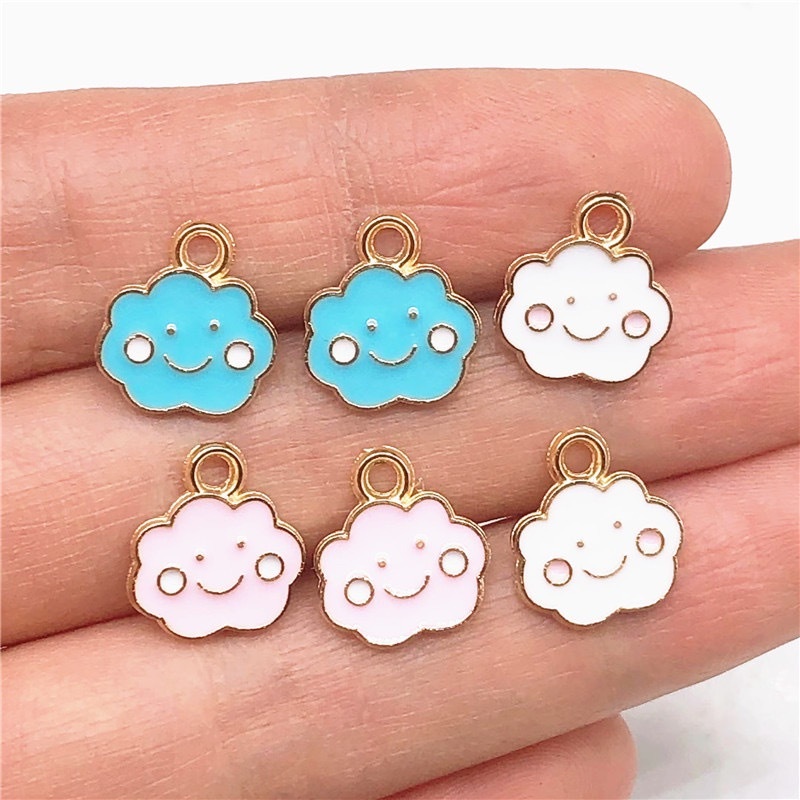 Bộ 4 Mặt Vòng cổ Hình Đám Mây Mặt Cười Tráng Men Bằng Hợp Kim Dùng Làm Trang Sức DIY